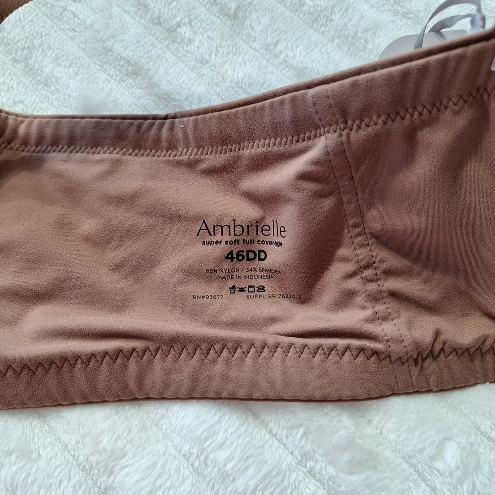 Ambrielle Super Soft Underwire Tshirt Bra Womens 46DD Nutmeg Spice Full Coverage